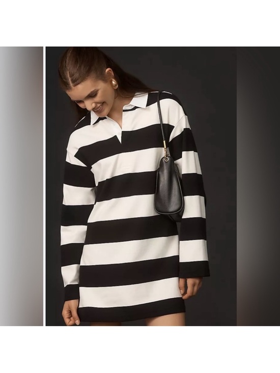 Anthropologie Dresses & Skirts - Anthropologie DOLAN Long-Sleeve Rugby Mini Dress Black White XSP